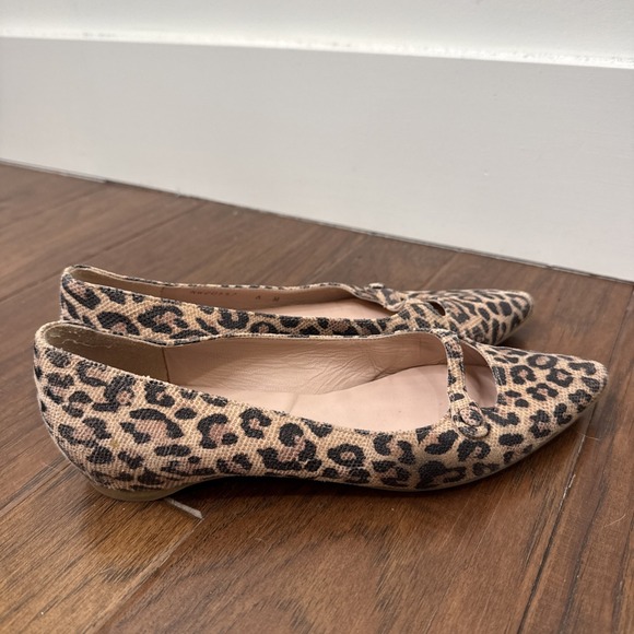 Stuart Weitzman Shoes - Stuart Weitzman Ballet Point Toe Leopard Print Flats Womens 6 Tan MaryJane Shoes